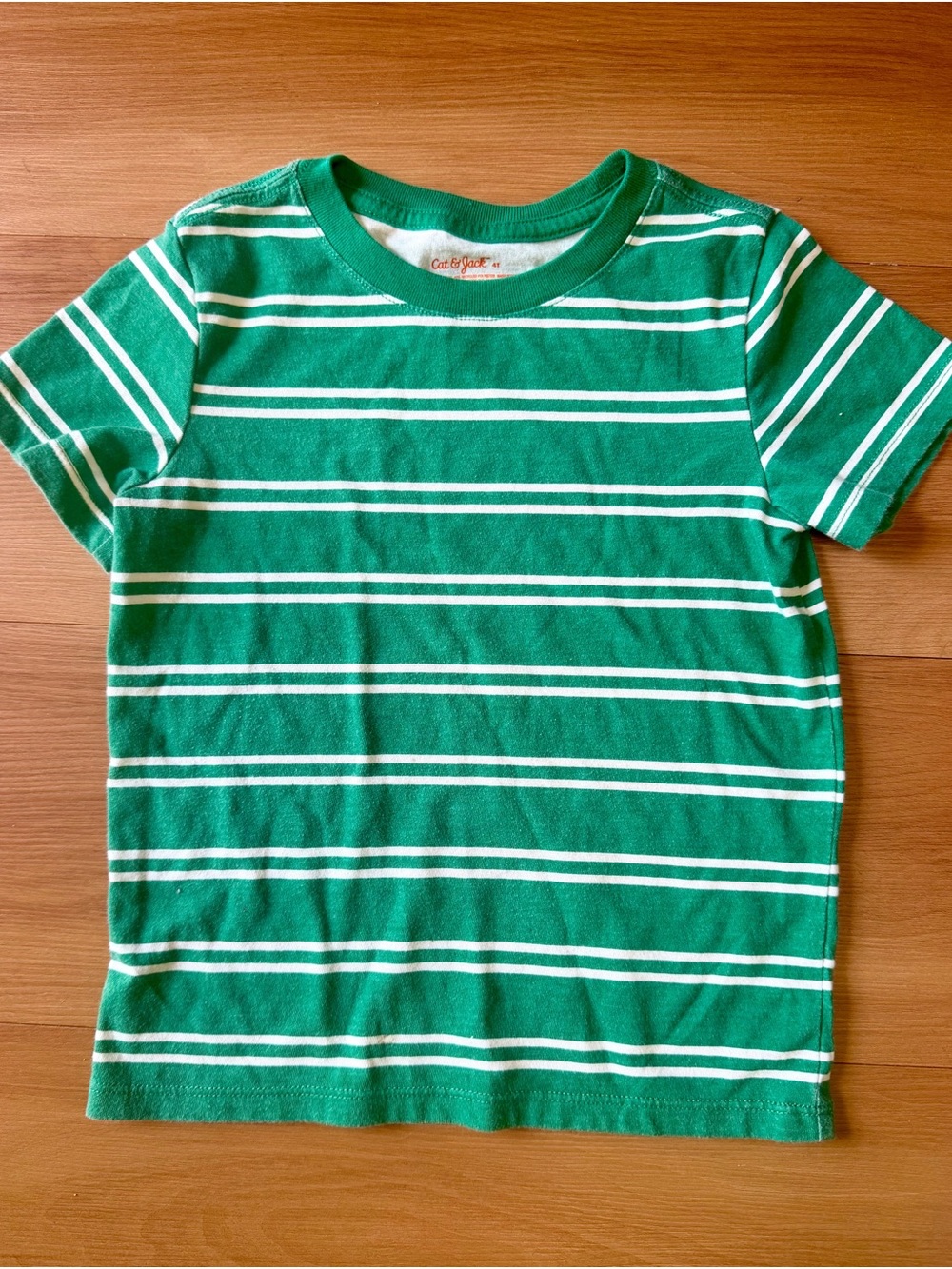Cat & Jack Green and White Striped Short Sleeve Tee